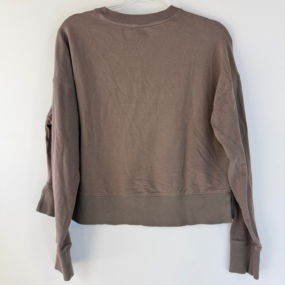 Vuori Laguna Henley Women L Brown Cropped French Terry Sweatshirt VW296 - Picture 2 of 6